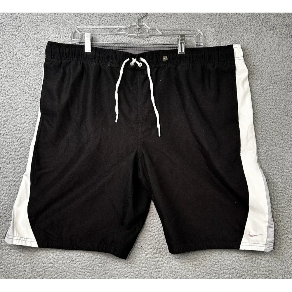 VTG 1999 Nike Swim Trunks Shorts Mens XL Black White Side Panel 712743 Y2K 90s
